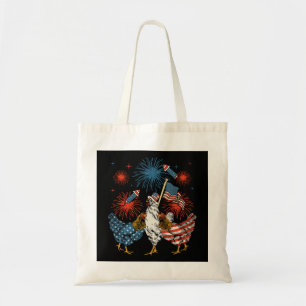 Chicken USA Flag Patriotic 4th of July Tote Bag