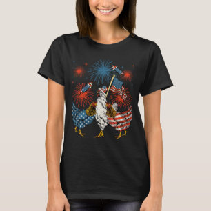 Chicken USA Flag Patriotic 4th of July Women T-Shirt