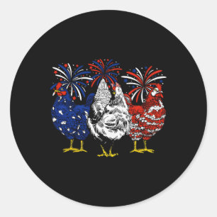 Chicken Usa Flag Patriotic Chicken Lover 4th Of Ju Classic Round Sticker