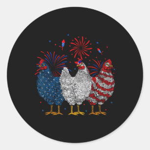 Chicken Usa Flag Patriotic Chicken Lover 4th Of Ju Classic Round Sticker