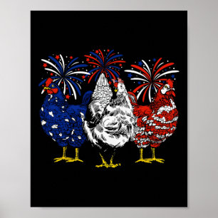 Chicken Usa Flag Patriotic Chicken Lover 4th Of Ju Poster