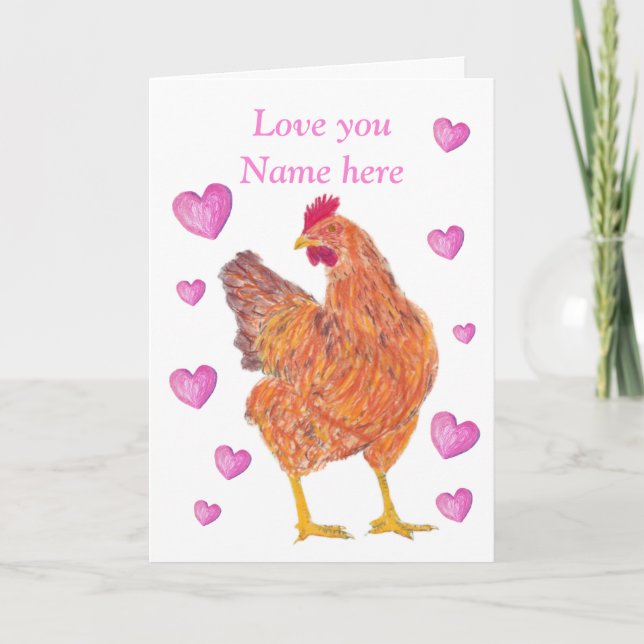 Chicken Valentine Holiday Card (Front)