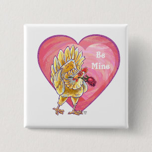 Chicken Valentine's Day 15 Cm Square Badge