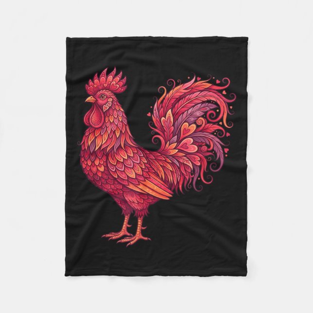 Chicken Valentines Day Heart For Farmers Cute Chic Fleece Blanket (Front)