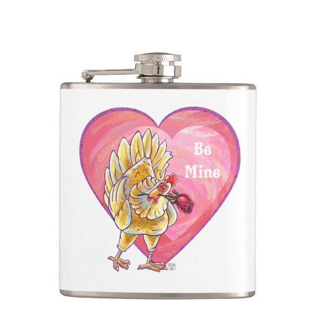 Chicken Valentine's Day Hip Flask (Front)