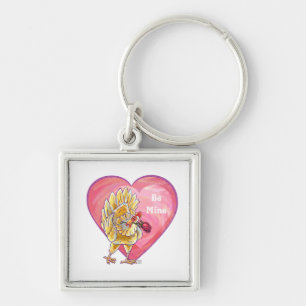 Chicken Valentine's Day Key Ring