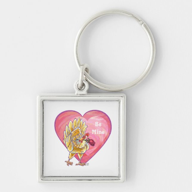 Chicken Valentine's Day Key Ring (Front)