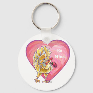 Chicken Valentine's Day Key Ring