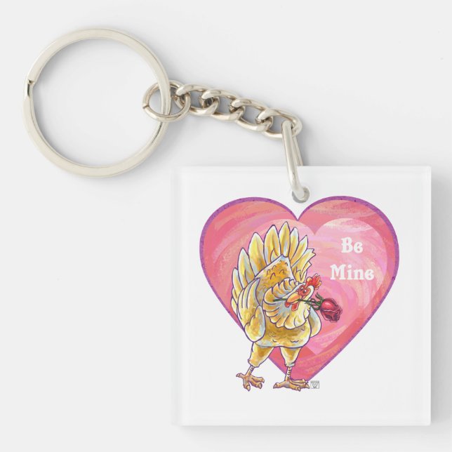 Chicken Valentine's Day Key Ring (Front)