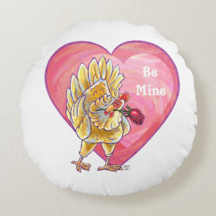 Chicken Valentine's Day Round Cushion