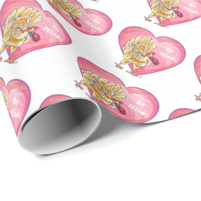 Chicken Valentine's Day Wrapping Paper (Roll Corner)