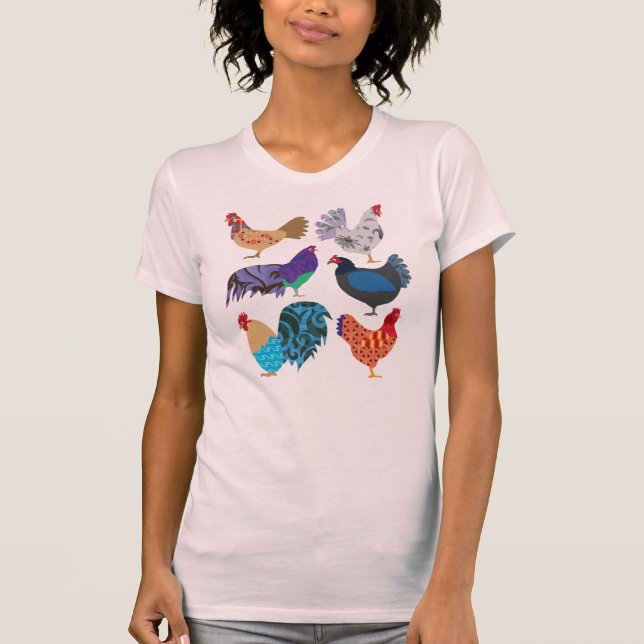 Chicken Variety Colourful Birds T-Shirt (Front)