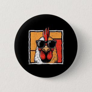 Chicken Vintage Funny Rooster Farmer Chickens Fath 6 Cm Round Badge
