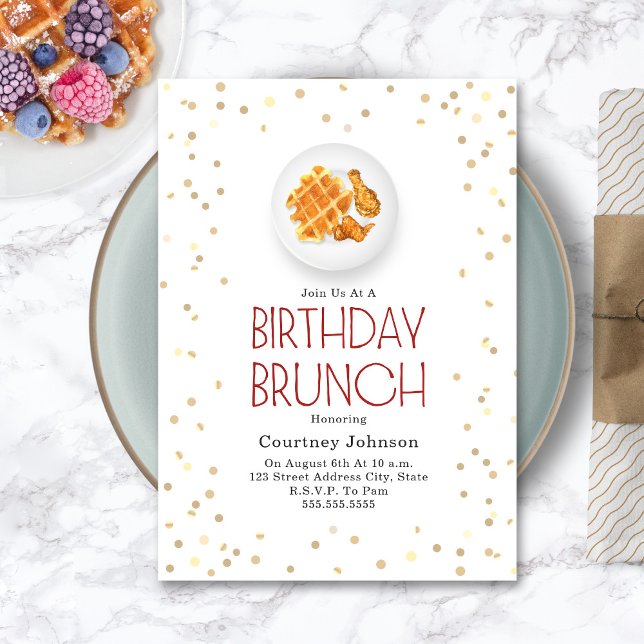 Chicken & Waffle Birthday Brunch Invitation (Creator Uploaded)