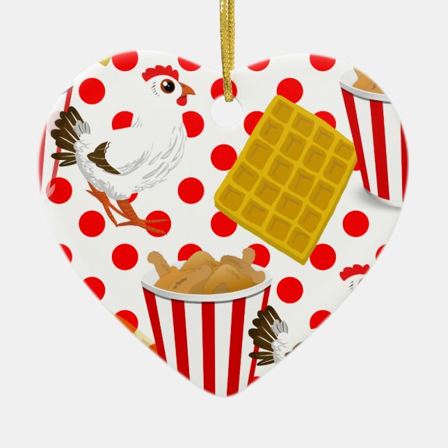 chicken waffles ceramic tree decoration (Front)