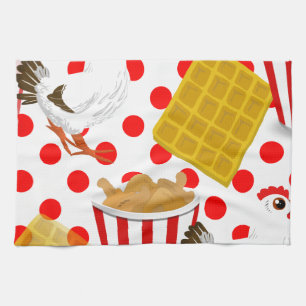 chicken waffles tea towel