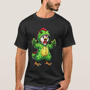 Chicken Wearing Dinosaur Costume Halloween Cosplay T-Shirt
