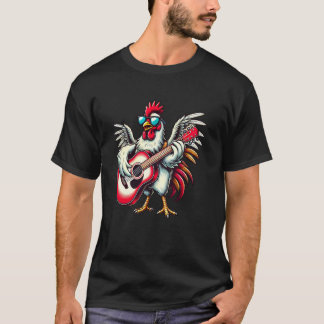 Chicken Wearing Sunglasses Playing Guitar Musician T-Shirt