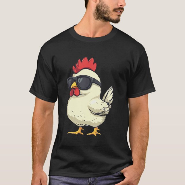 Chicken Wearing Sunglasses T-Shirt (Front)