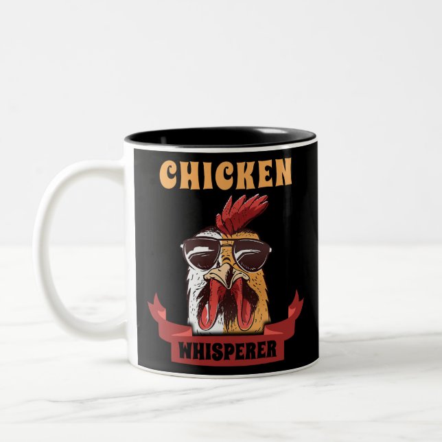 Chicken Whisperer Distressed Poultry Farmer Gift  Two-Tone Coffee Mug (Left)