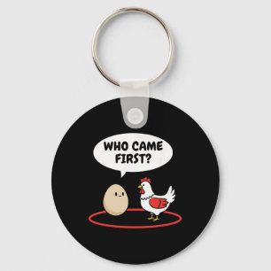 Chicken Who Came First Funny Hen Vs Egg Meme  Key Ring
