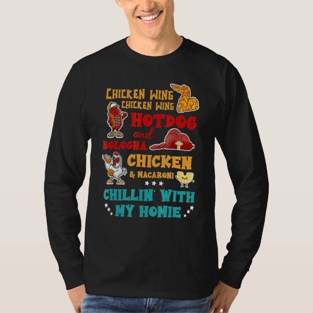 Chicken Wing Hot Dog And Bologna Chicken & Macaron T-Shirt (Front)