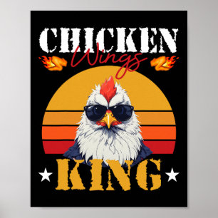 Chicken Wing King Retro Sunset Byrbeque Buffalo Bb Poster