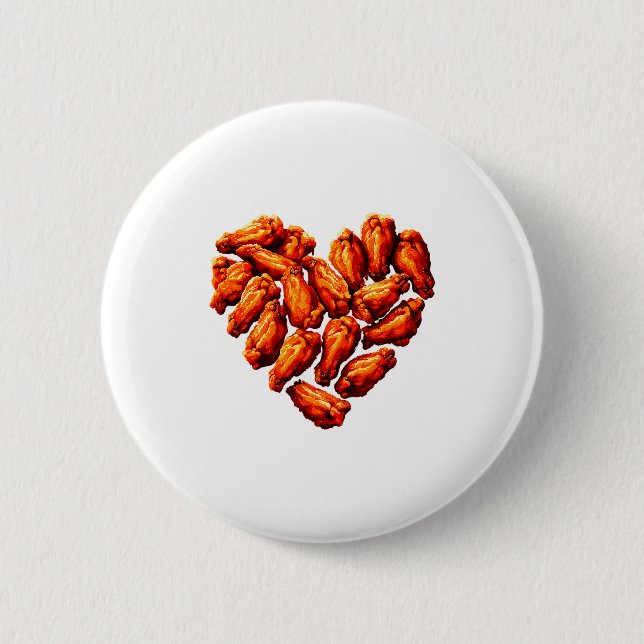Chicken Wings Are My Valentine Heart Funny Valenti 6 Cm Round Badge (Front)