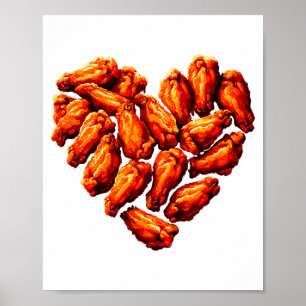 Chicken Wings Are My Valentine Heart Funny Valenti Poster