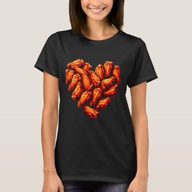 Chicken Wings Are My Valentine Heart Funny Valenti T-Shirt (Front)