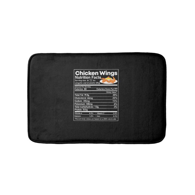 Chicken Wings Nutrition Fact Funny Thanksgiving Ch Bath Mat (Front)
