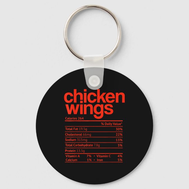 Chicken Wings Nutrition Fact Funny Thanksgiving Ch Key Ring (Front)