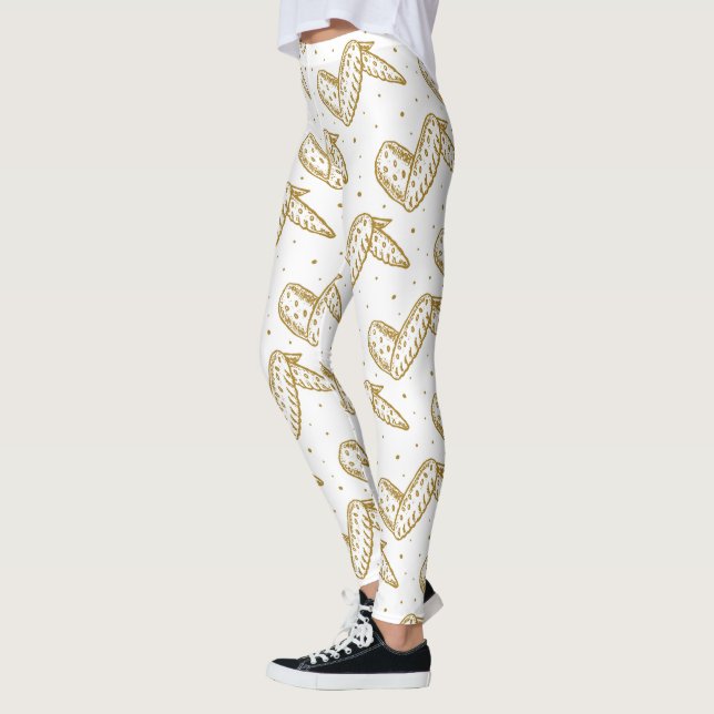 Chicken Wings on Polka Dot Background Leggings (Left)