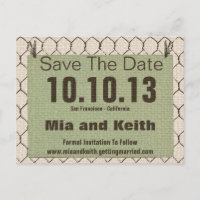 Chicken Wire, Burlap, Vintage Postcard