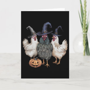 Chicken Witches Funny Halloween Spooky Season Chic Card