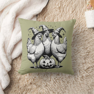 Chicken Witches Funny Halloween Vintage Witch  Cushion