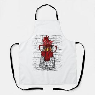 Chicken with bandanna headband and glasses cute apron