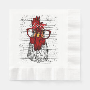 Chicken with bandanna headband and glasses cute napkin