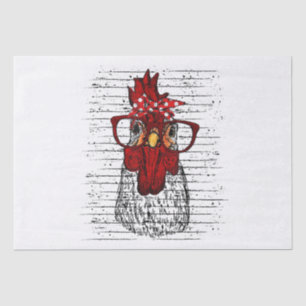 Chicken with bandanna headband and glasses cute tissue paper