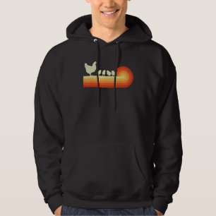Chicken With Chicks Retro Vintage 60s 70s Sunset Hoodie