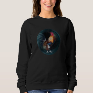 Chicken With Colourful Feathers Distressed Look Sweatshirt