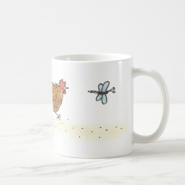 CHICKEN WITH DRAGON FLY COFFEE MUG (Right)