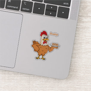 Chicken with eggs on plate cartoon