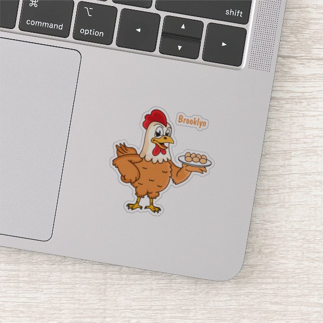 Chicken with eggs on plate cartoon (Detail)