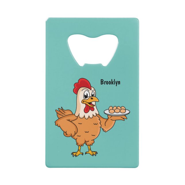 Chicken with eggs on plate cartoon (Front)