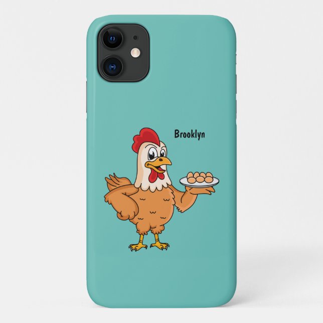 Chicken with eggs on plate cartoon Case-Mate iPhone case (Back)