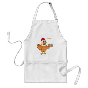 Chicken with eggs on plate cartoon standard apron