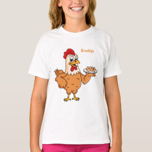 Chicken with eggs on plate cartoon T-Shirt