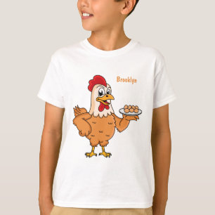 Chicken with eggs on plate cartoon T-Shirt