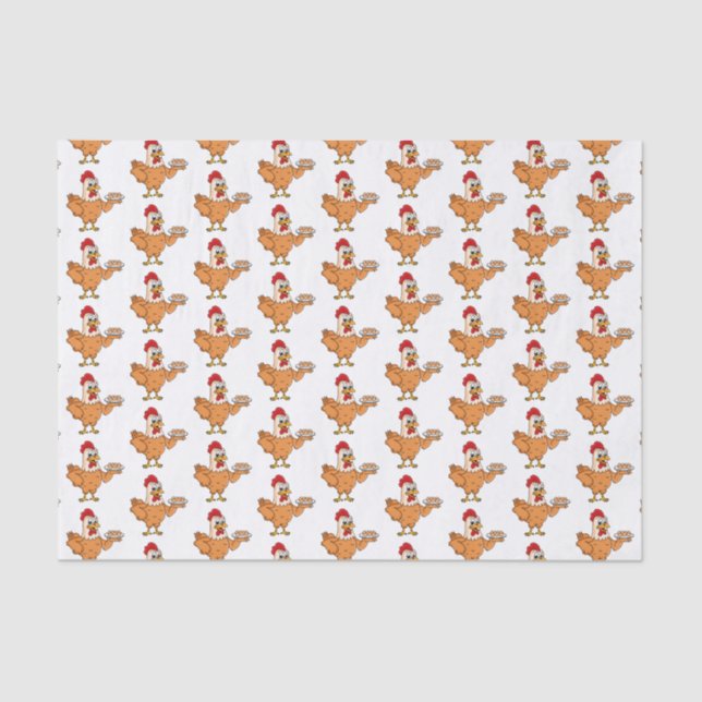 Chicken with eggs on plate cartoon tissue paper (Front)